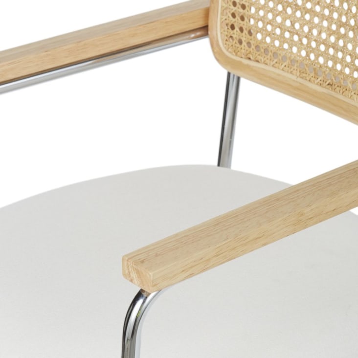 Maisons Du Monde Rosalie - Silla Escritorio Ajustable En Altura De Rejilla De Ratán Y Tela En Crudo Con Ruedas