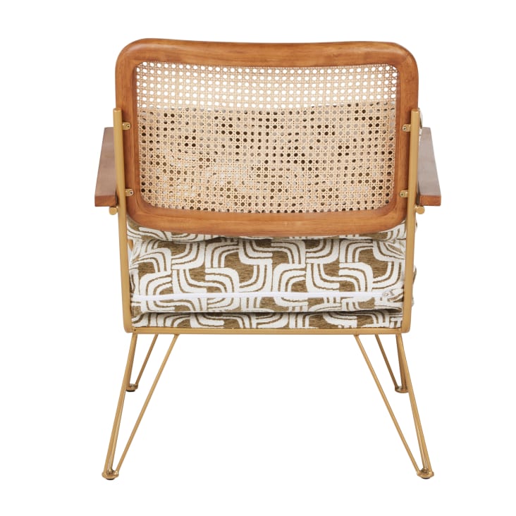 Maisons Du Monde Rosalie - Sillón Beige Y Caqui Rejilla De Ratán Y Patas De Acero Dorado