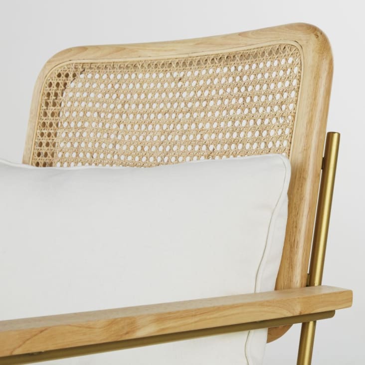 Maisons Du Monde Rosalie - Sillón Color Crudo De Rejilla De Mimbre Con Patas De Acero Dorado