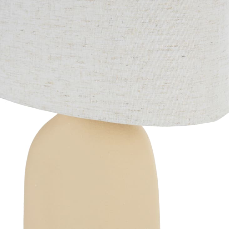 Maisons Du Monde Rosaly - Lámpara De Mesa De Cerámica Beige Y Pantalla De Lino
