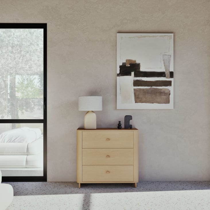Maisons Du Monde Rosaly - Lámpara De Mesa De Cerámica Beige Y Pantalla De Lino