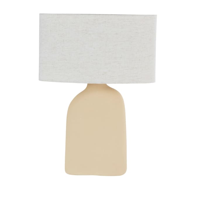 Maisons du Monde Rosaly - Lámpara de mesa de cerámica beige y pantalla de lino