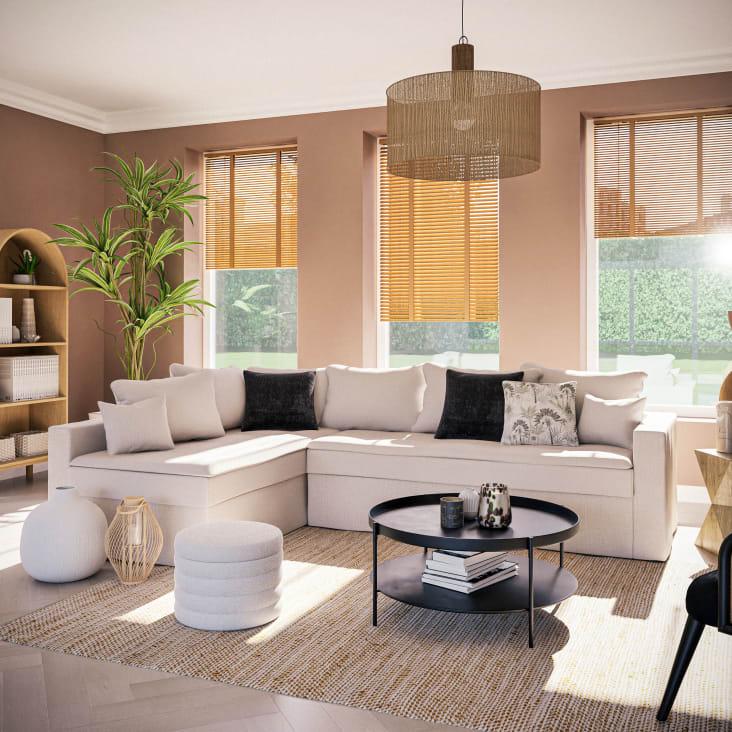 Maisons Du Monde ROSEMONT - Lámpara De Techo De Yute Trenzado A Mano Y Madera De Mango