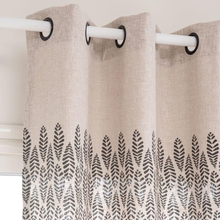 Maisons Du Monde SABROSO - Cortina De Ojales Estampado Beige Y Gris Antracita 140 X 250