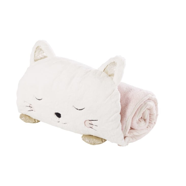 Maisons du Monde Saco de dormir infantil gato blanco rosa y dorado