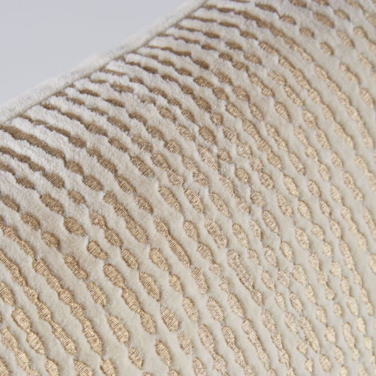Maisons Du Monde SACRAMENTO - Cojín De Terciopelo De Algodón En Crudo Con Bordados Dorados 30x50