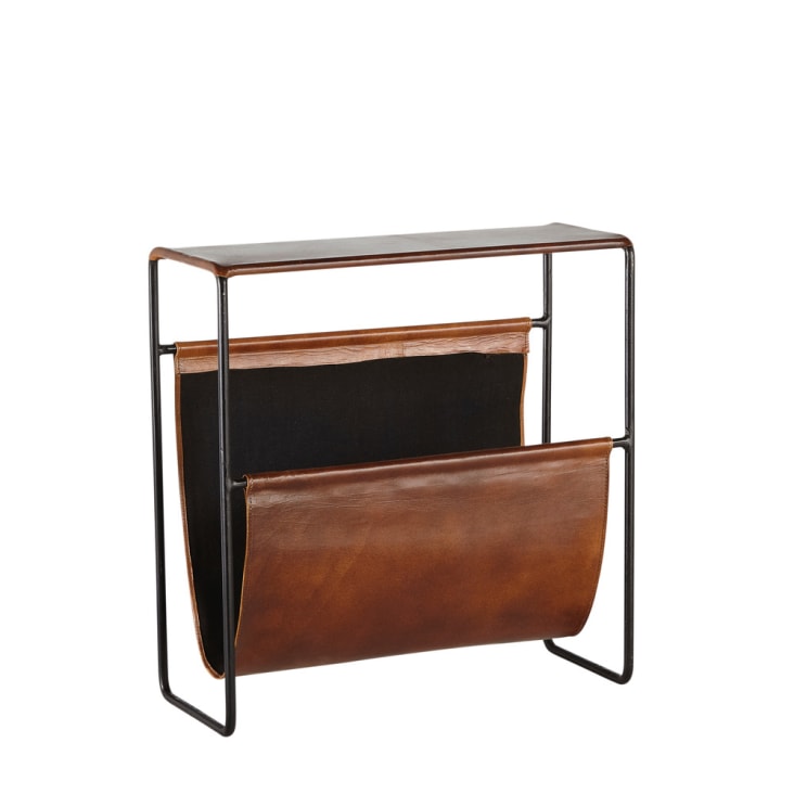 Maisons Du Monde Saïd - Revistero De Piel Y Metal Negro