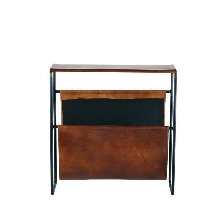 Maisons du Monde Saïd - Revistero de piel y metal negro