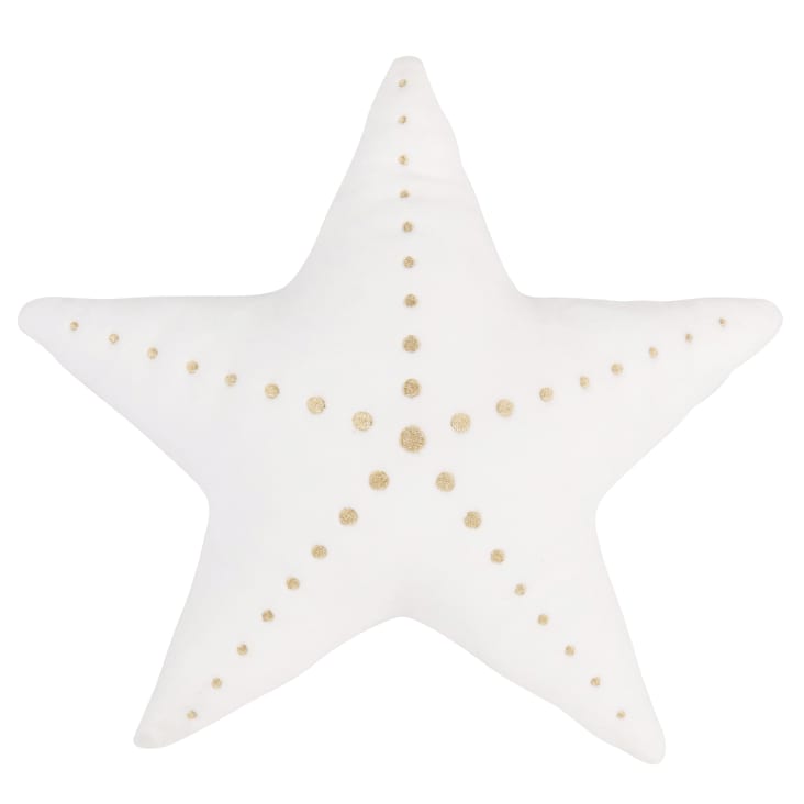 Maisons Du Monde Saint Malo - Cojín Con Forma De Estrella Blanco Y Dorado 33x33