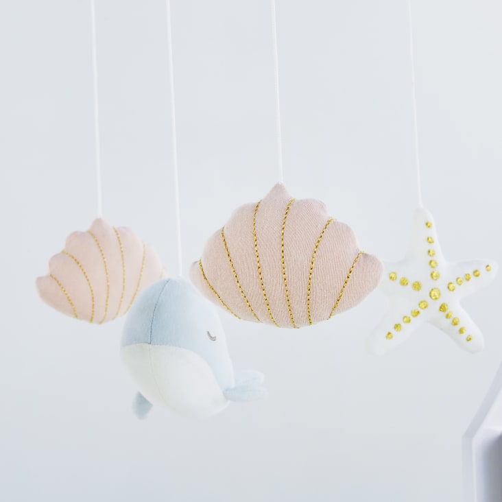 Maisons Du Monde Saint Malo - Móvil Musical Para Bebé De Ballena Estrellas Y Pompones De Algodón Multicolor