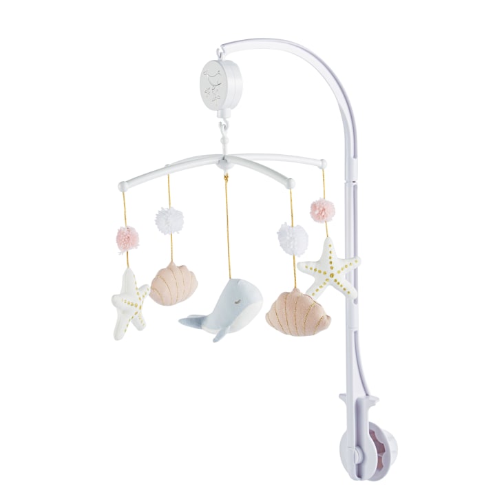 Maisons du Monde Saint Malo - Móvil musical para bebé de ballena estrellas y pompones de algodón multicolor
