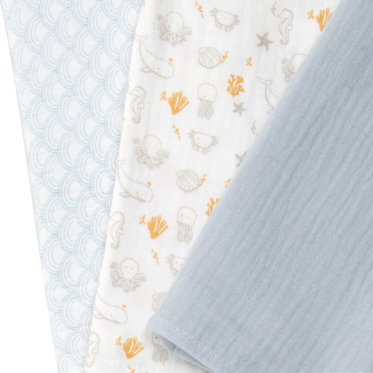 Maisons Du Monde Saint Malo - Muselinas De Bebé En Gasa De Algodón Orgánico Multicolor (x3)