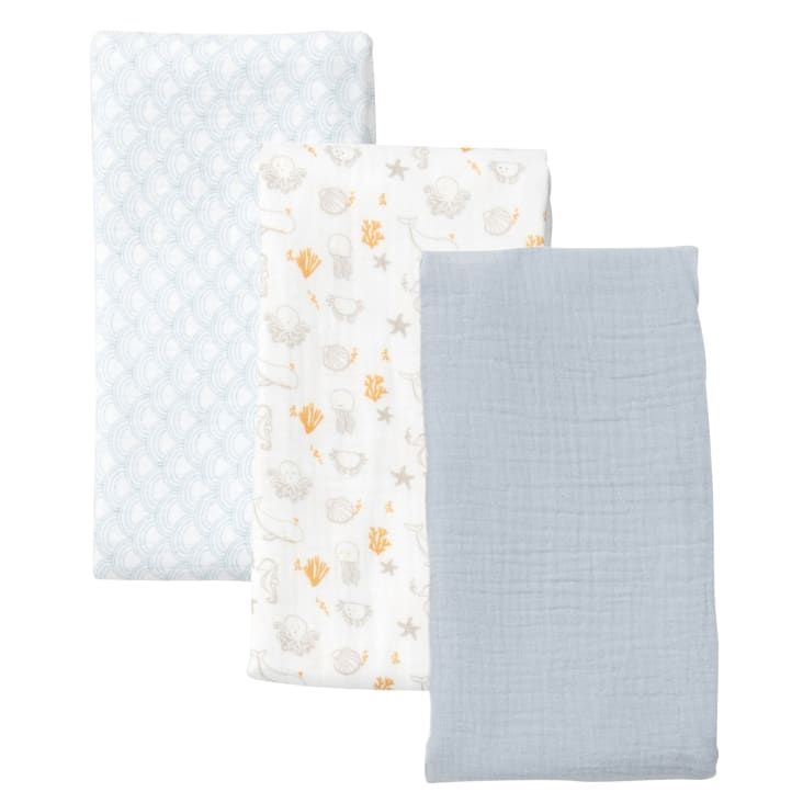 Maisons du Monde Saint Malo - Muselinas de bebé en gasa de algodón orgánico multicolor (x3)