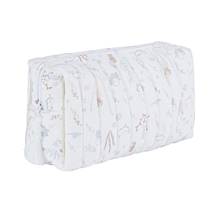 Maisons Du Monde Saint Malo - Neceser De Bebé Con Gasa De Algodón Orgánico Color Crudo Y Estampado Marino