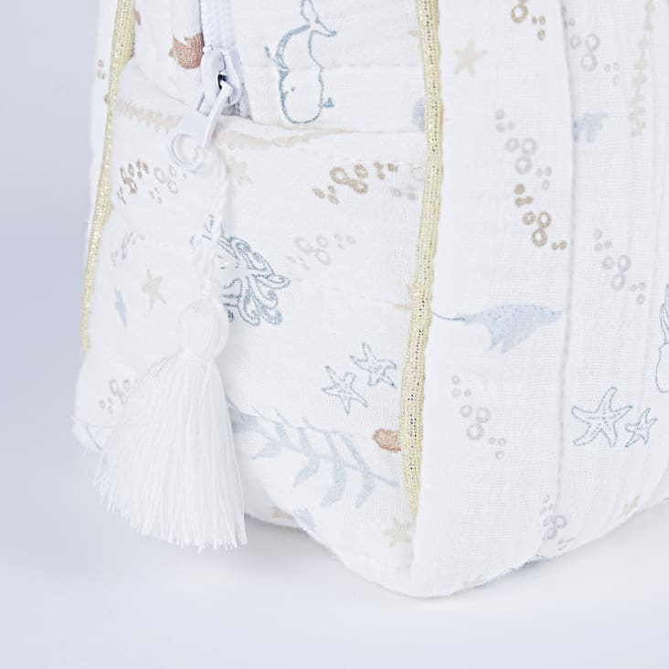 Maisons Du Monde Saint Malo - Neceser De Bebé Con Gasa De Algodón Orgánico Color Crudo Y Estampado Marino