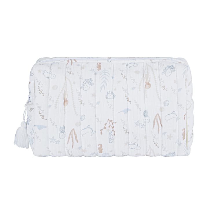 Maisons du Monde Saint Malo - Neceser de bebé con gasa de algodón orgánico color crudo y estampado marino