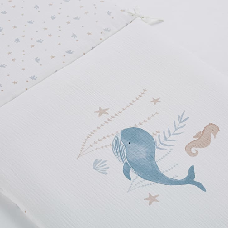 Maisons Du Monde Saint Malo - Protector De Cuna En Gasa De Algodón Orgánico Con Fondos Marinos