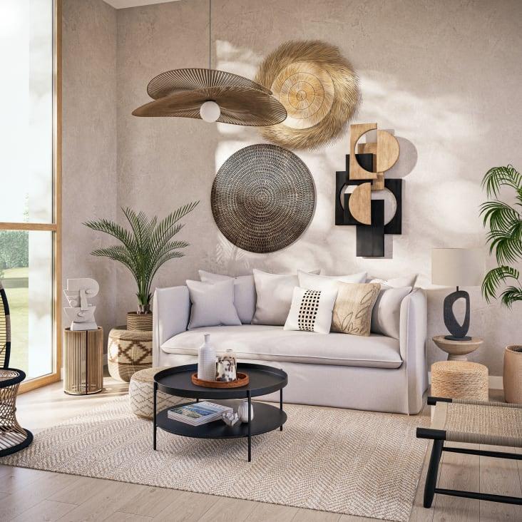 Maisons Du Monde SAKINA - Decoración De Pared Abstracta De Madera De Mango Bicolor 58 X 113