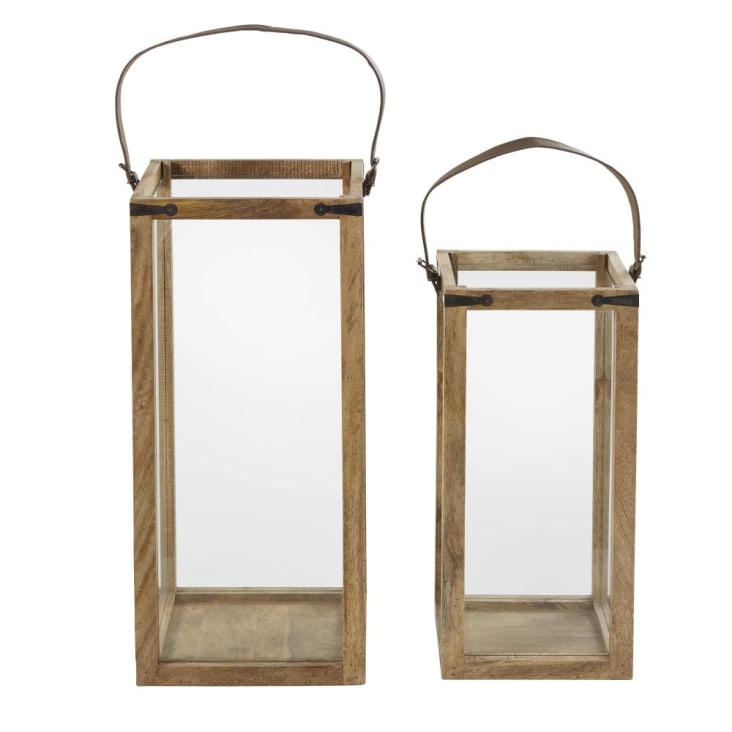 Maisons Du Monde SALVADOR - 2 Farolillos De Mango Y Cuero