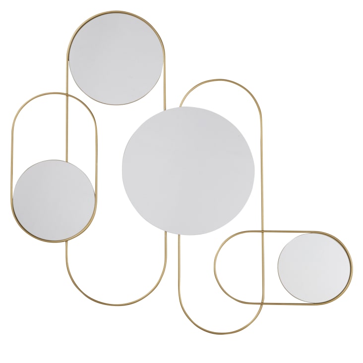 Maisons du Monde SAMUEL - Decoración de pared de metal dorado y espejos 123 x 119