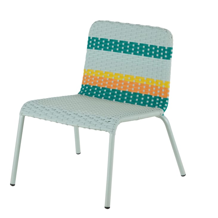 Maisons du Monde Sao Antao - Sillón de jardín infantil de metal verde claro y resina multicolor