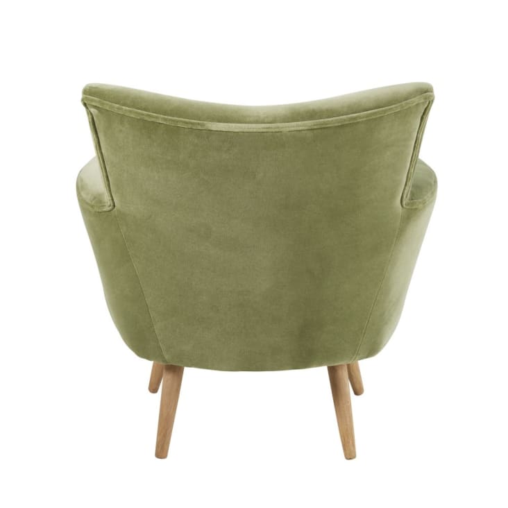 Maisons Du Monde Sao Paulo - Sillón De Terciopelo Verde Caqui Con Efecto Envejecido