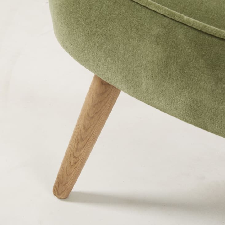 Maisons Du Monde Sao Paulo - Sillón De Terciopelo Verde Caqui Con Efecto Envejecido