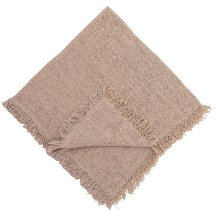Maisons Du Monde SAPARI - Servilletas De Algodón Beige Con Flecos 45x45 (x2)