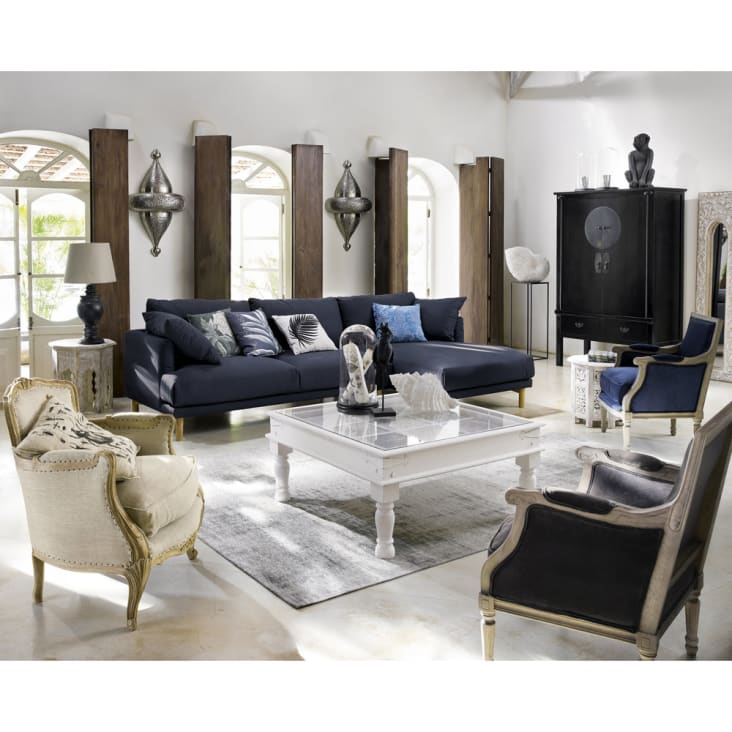 Maisons Du Monde Saranya - Mesa Auxiliar De Madera De Mango Incisa Blanca