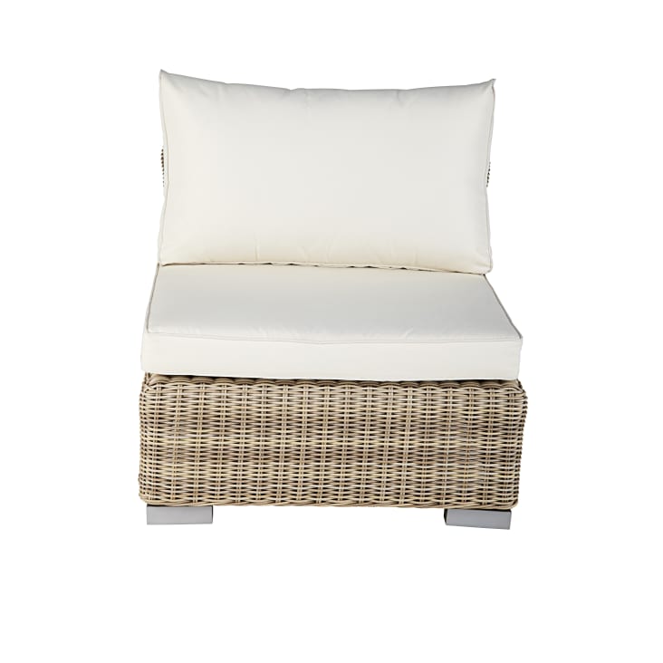 Maisons Du Monde Sardaigne - Módulo De Jardín De Resina Trenzada Reciclada En Beige Y Cojines Crudo