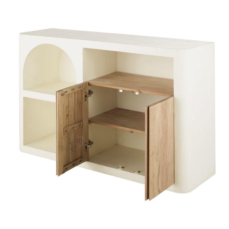 Maisons Du Monde Sartene - Librería Baja Color Crema Con 2puertas Y 1hueco