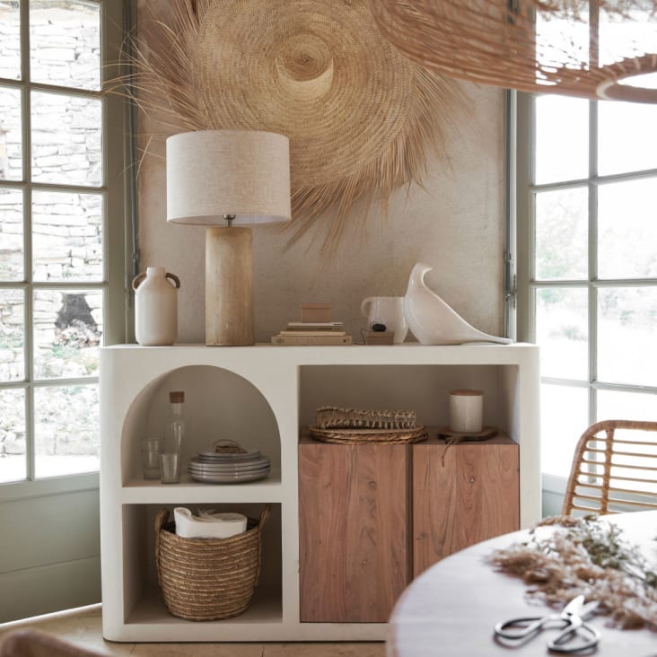 Maisons Du Monde Sartene - Librería Baja Color Crema Con 2puertas Y 1hueco