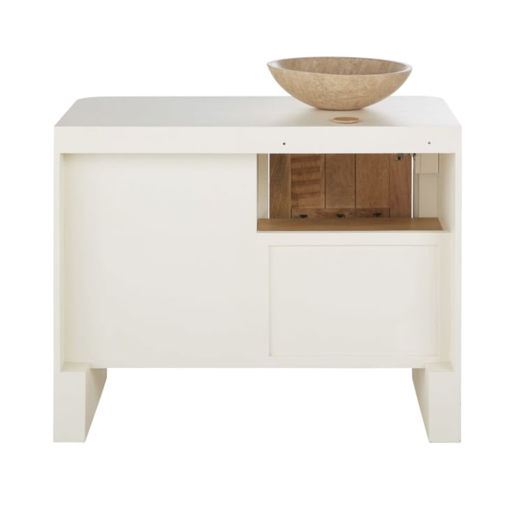 Maisons Du Monde Sartene - Mueble De Madera De Mango Beige Y Blanco Crema Para 1 Lavabo
