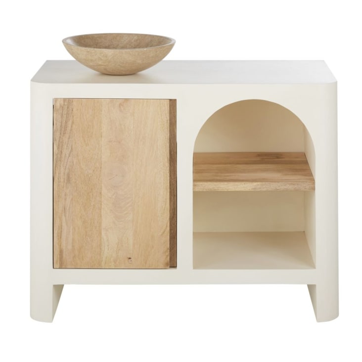 Maisons du Monde Sartene - Mueble de madera de mango beige y blanco crema para 1 lavabo