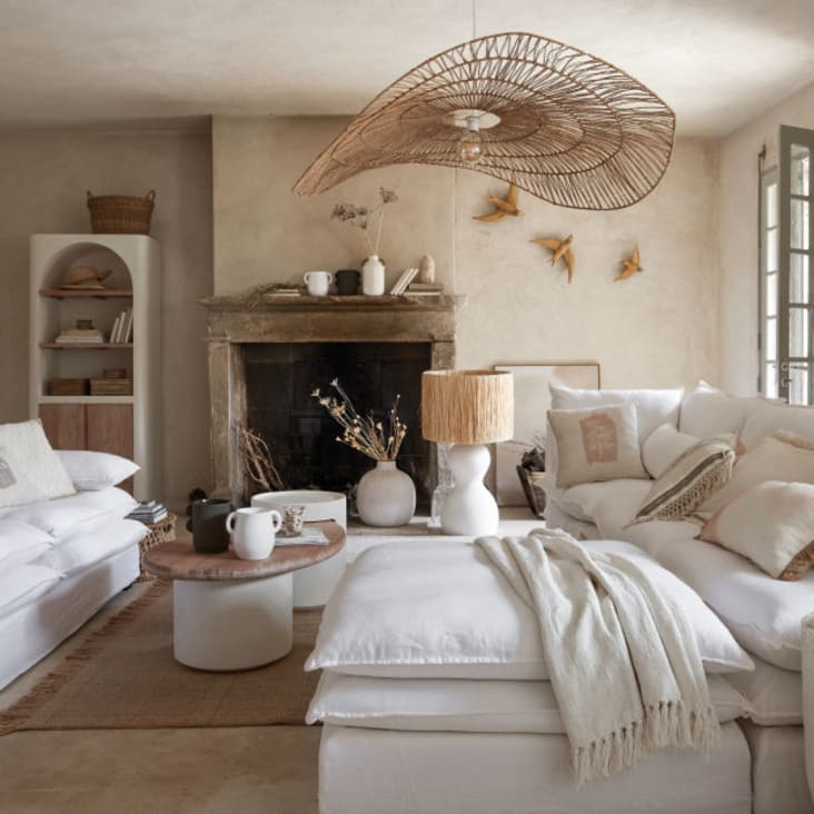 Maisons Du Monde SARTENE - Pantalla Para Lámpara De Techo De Metal Negro Y Cuerda