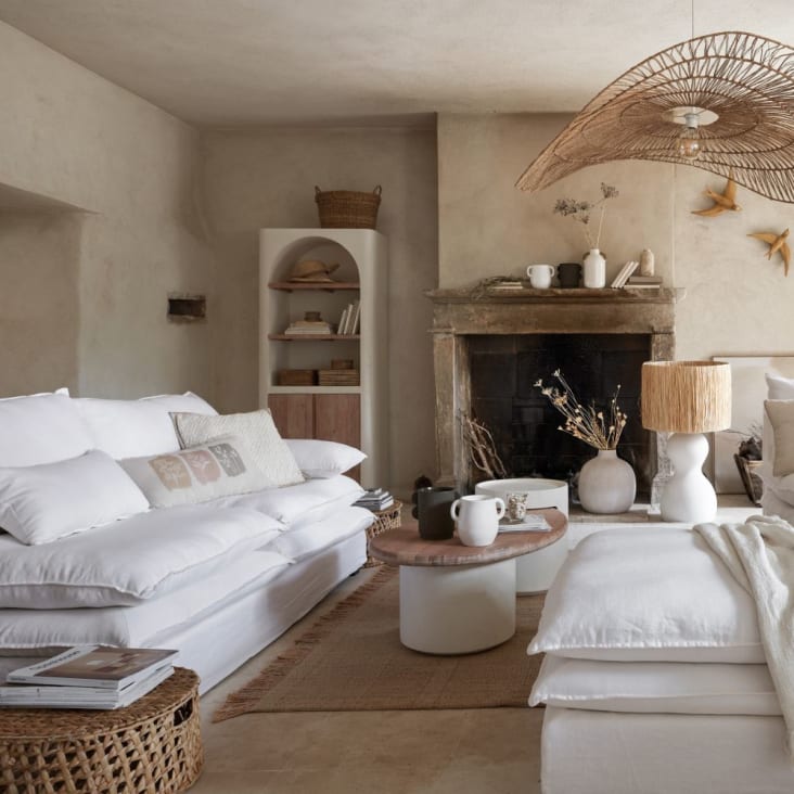 Maisons Du Monde SARTENE - Pantalla Para Lámpara De Techo De Metal Negro Y Cuerda