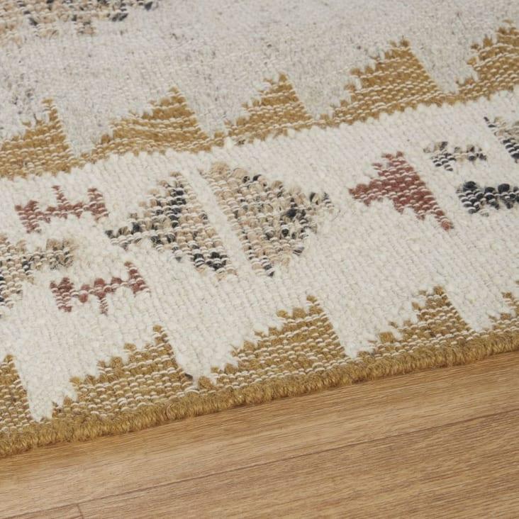 Maisons Du Monde SATARA - Alfombra Kilim De Yute Lana Y Algodón Tejidos Con Estampado Multicolor Y Flecos 160 X 230