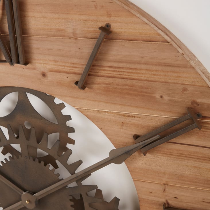 Maisons Du Monde Scott - Reloj De Engranajes De Abeto Y Metal Negro D.89