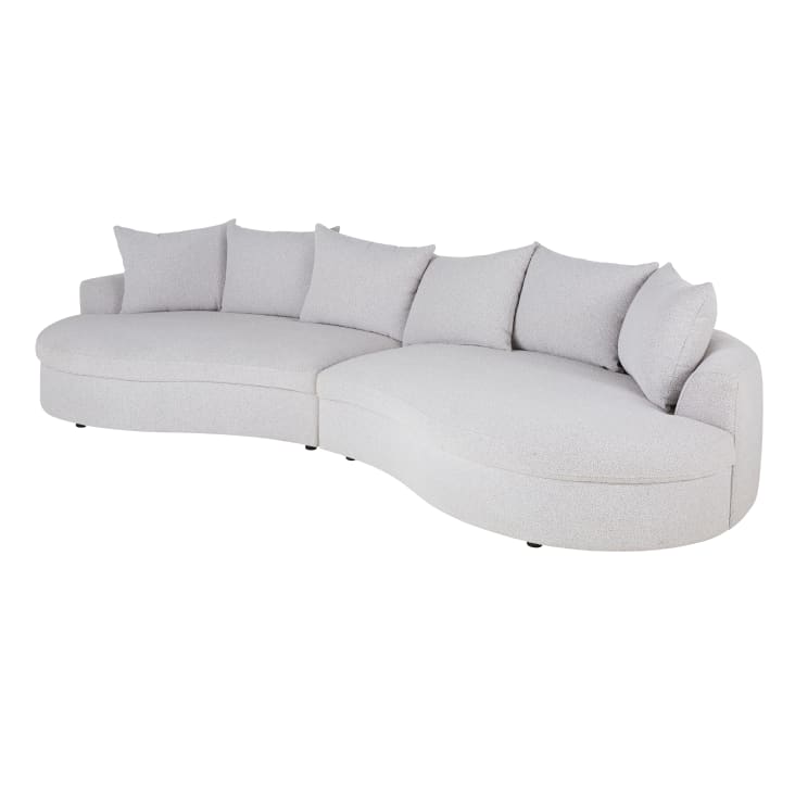 Maisons Du Monde Seal - Sofá De 6/7 Plazas De Tela De Rizo Gris Claro Moteado