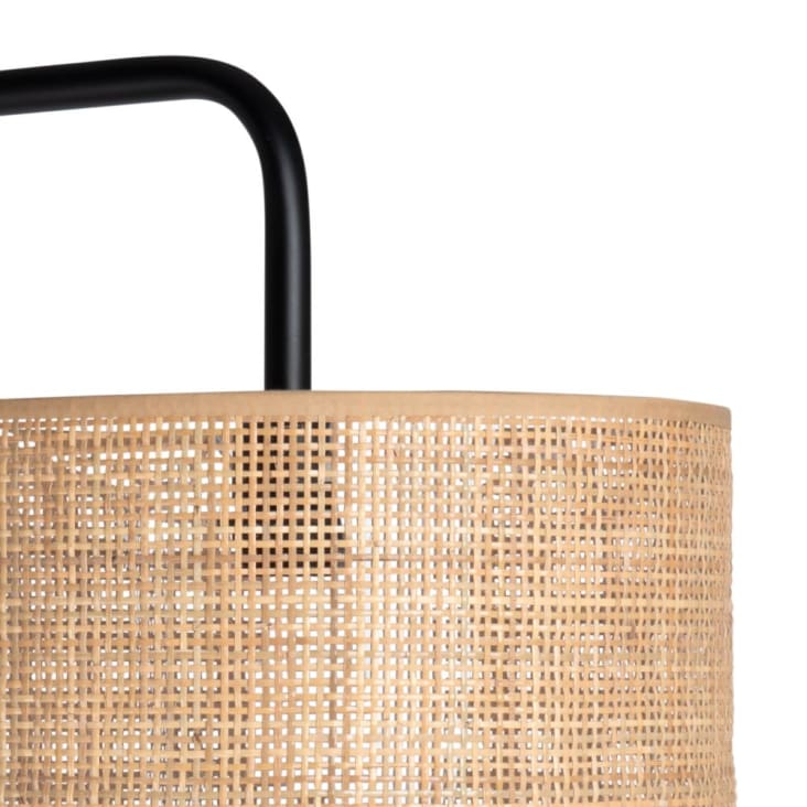 Maisons Du Monde Season - Lámpara De Pie De Metal Y Hevea Con Pantalla De Rejilla De Ratán Alt.172