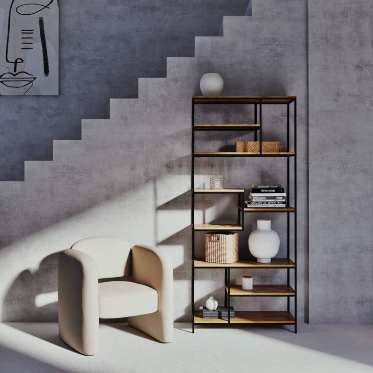 Maisons Du Monde Segment - Estantería Industrial De Metal Negro Mate Y Mango