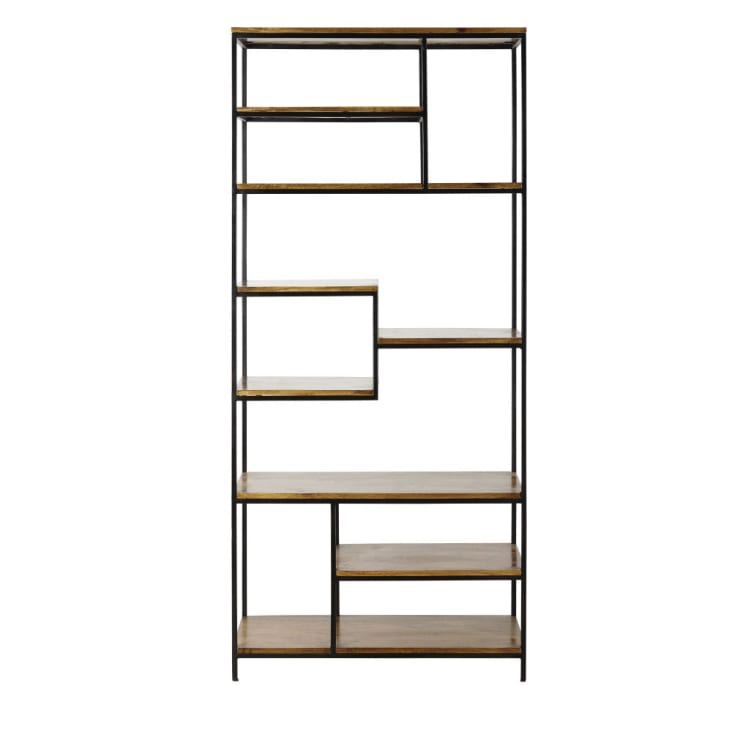 Maisons du Monde Segment - Estantería industrial de metal negro mate y mango