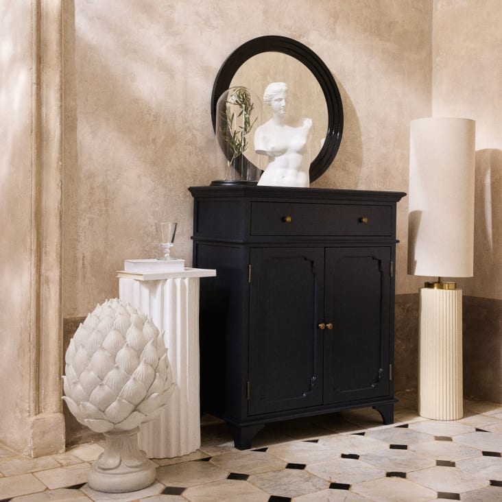 Maisons Du Monde Selena - Aparador Negro Carbón Con 2 Puertas Y 1 Cajone