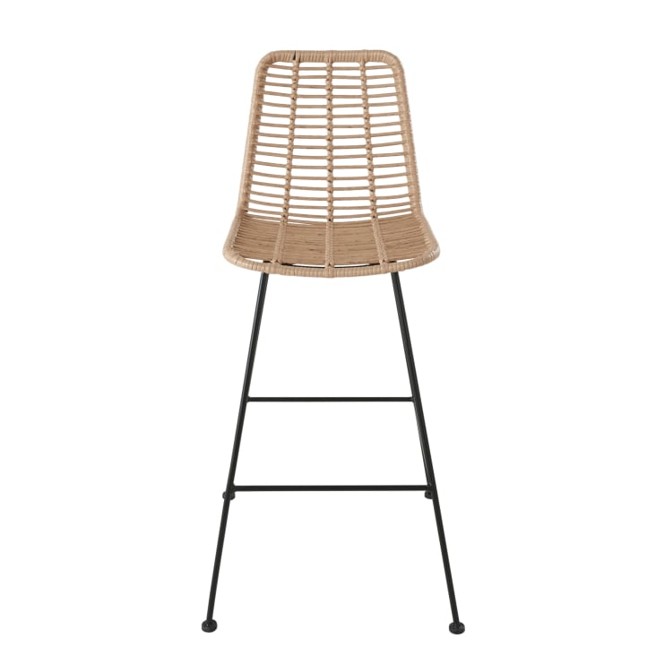 Maisons Du Monde Selva BUSINESS - Silla Alta De Jardín Profesional De Resina Reciclada Y Metal Negro