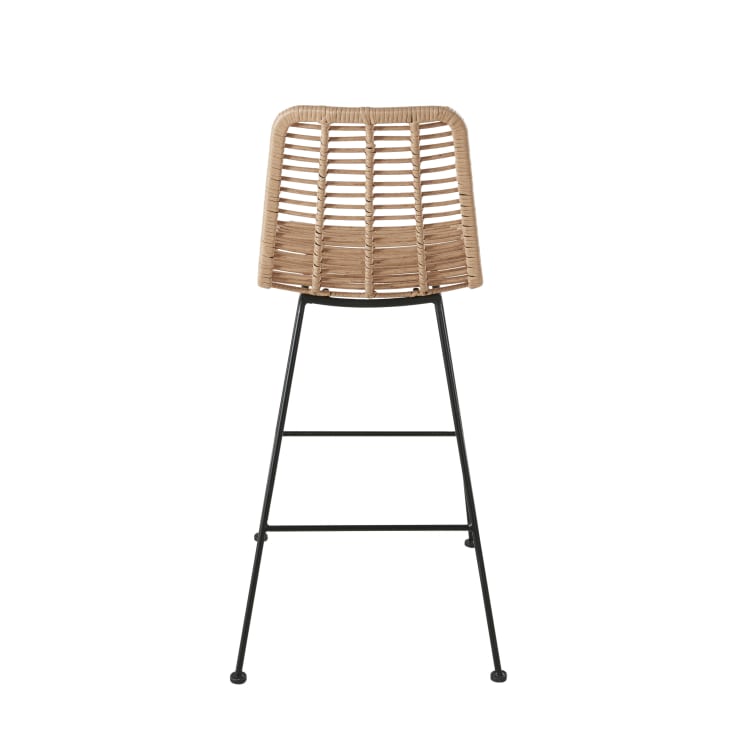 Maisons Du Monde Selva BUSINESS - Silla Alta De Jardín Profesional De Resina Reciclada Y Metal Negro