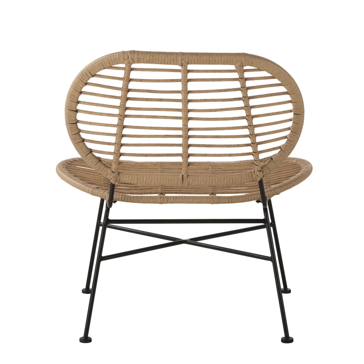 Maisons Du Monde Selva BUSINESS - Sillón Lounge Profesional De Resina Reciclada Imitación A Ratán Y Metal Negro
