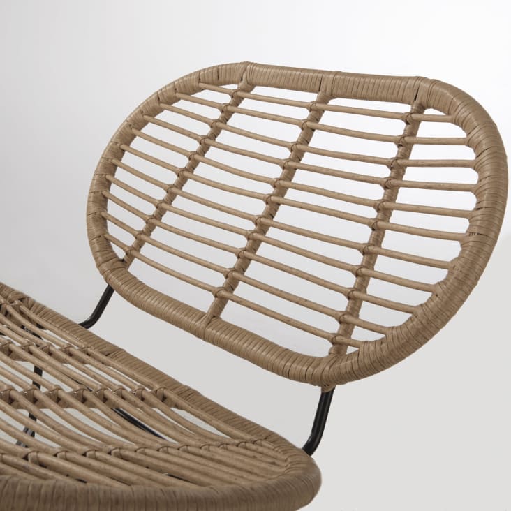 Maisons Du Monde Selva BUSINESS - Sillón Lounge Profesional De Resina Reciclada Imitación A Ratán Y Metal Negro