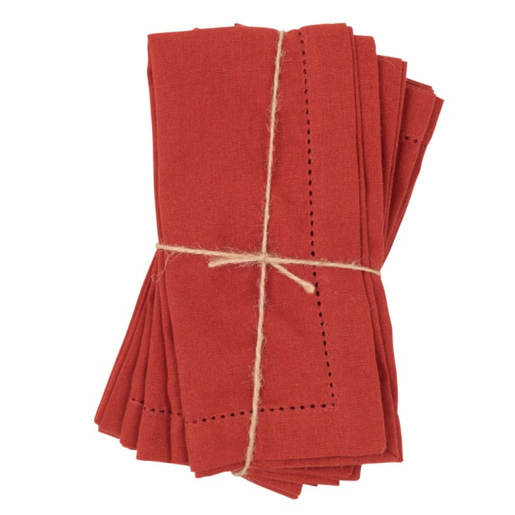 Maisons du Monde Servilletas de algodón ecológico rojo teja 40x40 (x4)