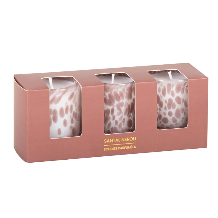 Maisons du Monde Set de 3 velas perfumadas en recipiente de vidrio moteado violeta