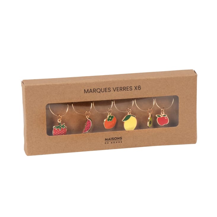 Maisons du Monde Set de 6 marcadores de copa con frutas de metal multicolor